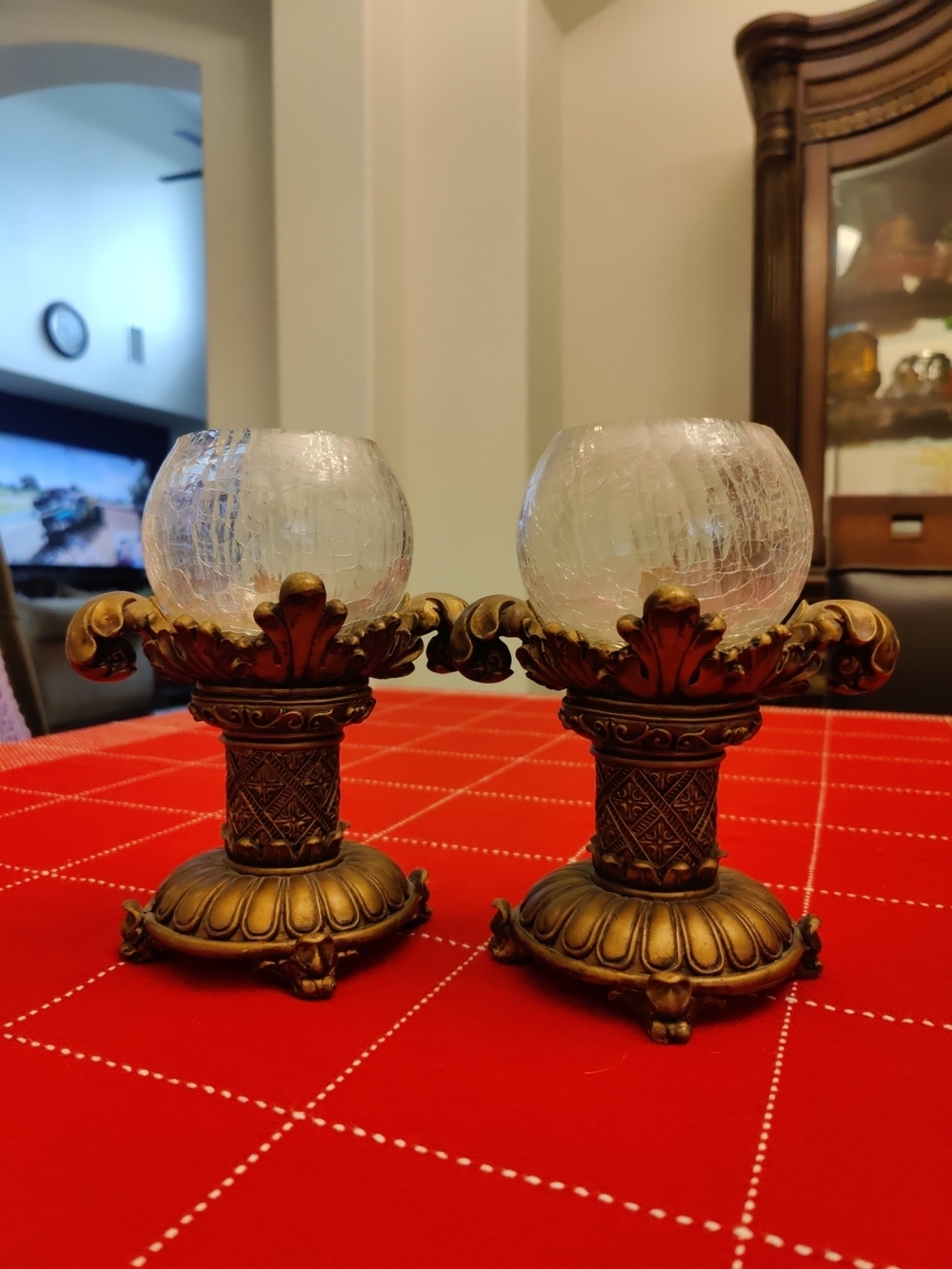 Ornate Gold Glass Globe Candle Holders - Set of 2 - Picture 5 of 10